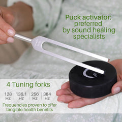 Fivamo Tuning Forks for Healing Set -  128Hz, 136Hz, 256Hz, 384Hz & Hockey Puck Activator