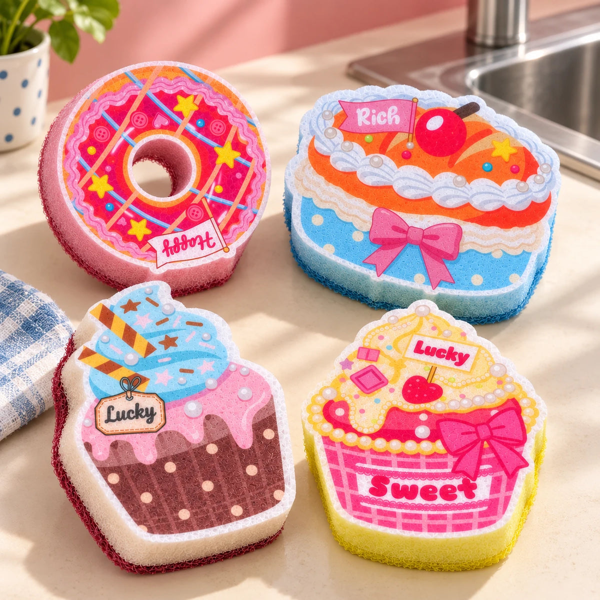 Foamberry Dessert Sponges — 4-Piece Set